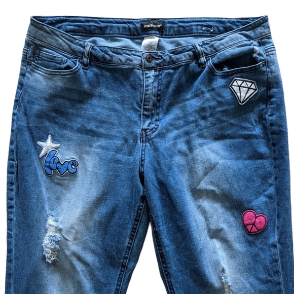 Joe Boxer Denim Blue Stretchy Distressed Jeans, 18W - Picture 3 of 8